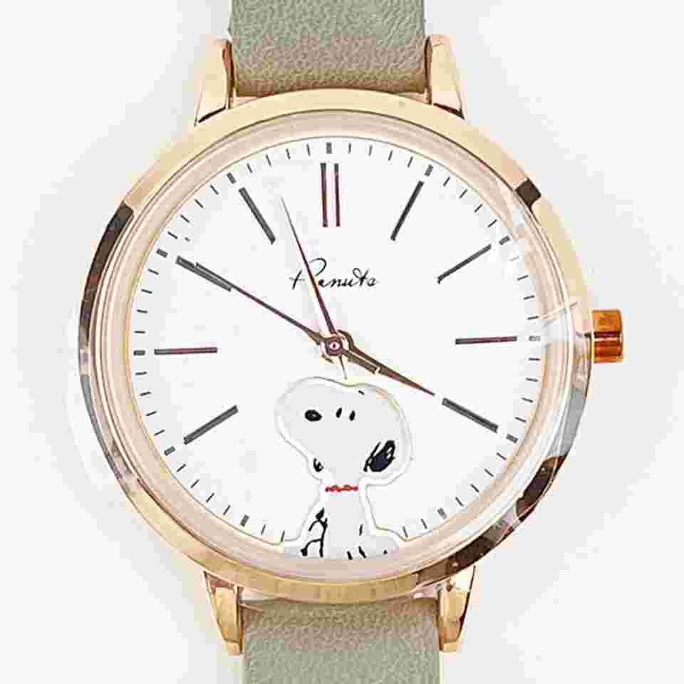 Snoopy 2-Layer Watch Pink Gold 22cm Stylish Gift-Ready Design