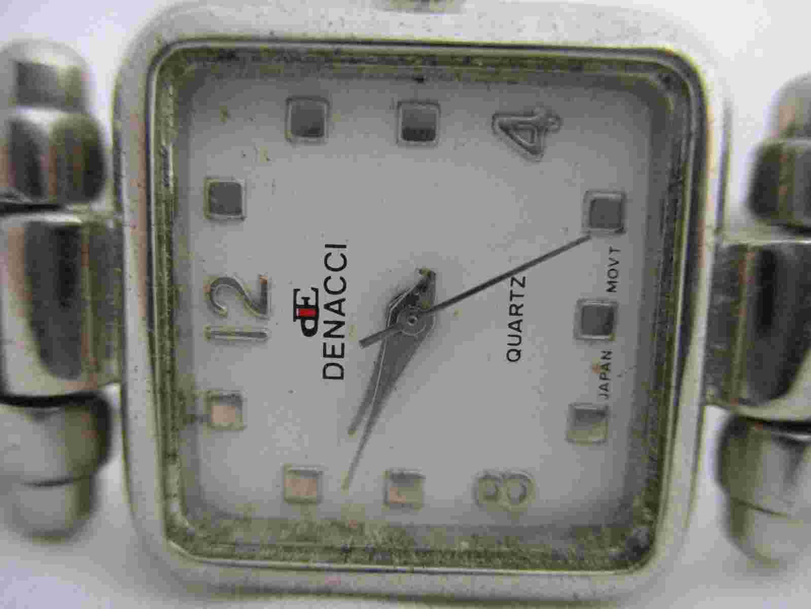 Denacci Analog Wristwatch Black & Silver Tone Cuff Band Water Resist