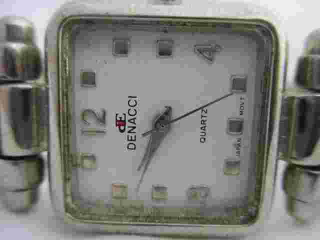 Denacci Analog Wristwatch Black & Silver Tone Cuff Band Water Resist