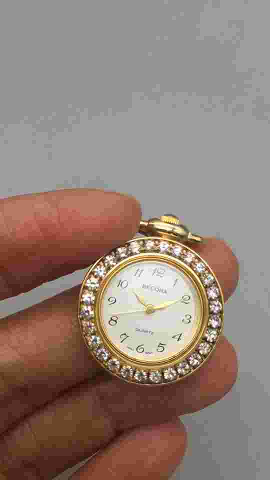 Vtg Becora Heart Brooch Pin Watch Women 25mm Gold Silver Tone New Battery 3"