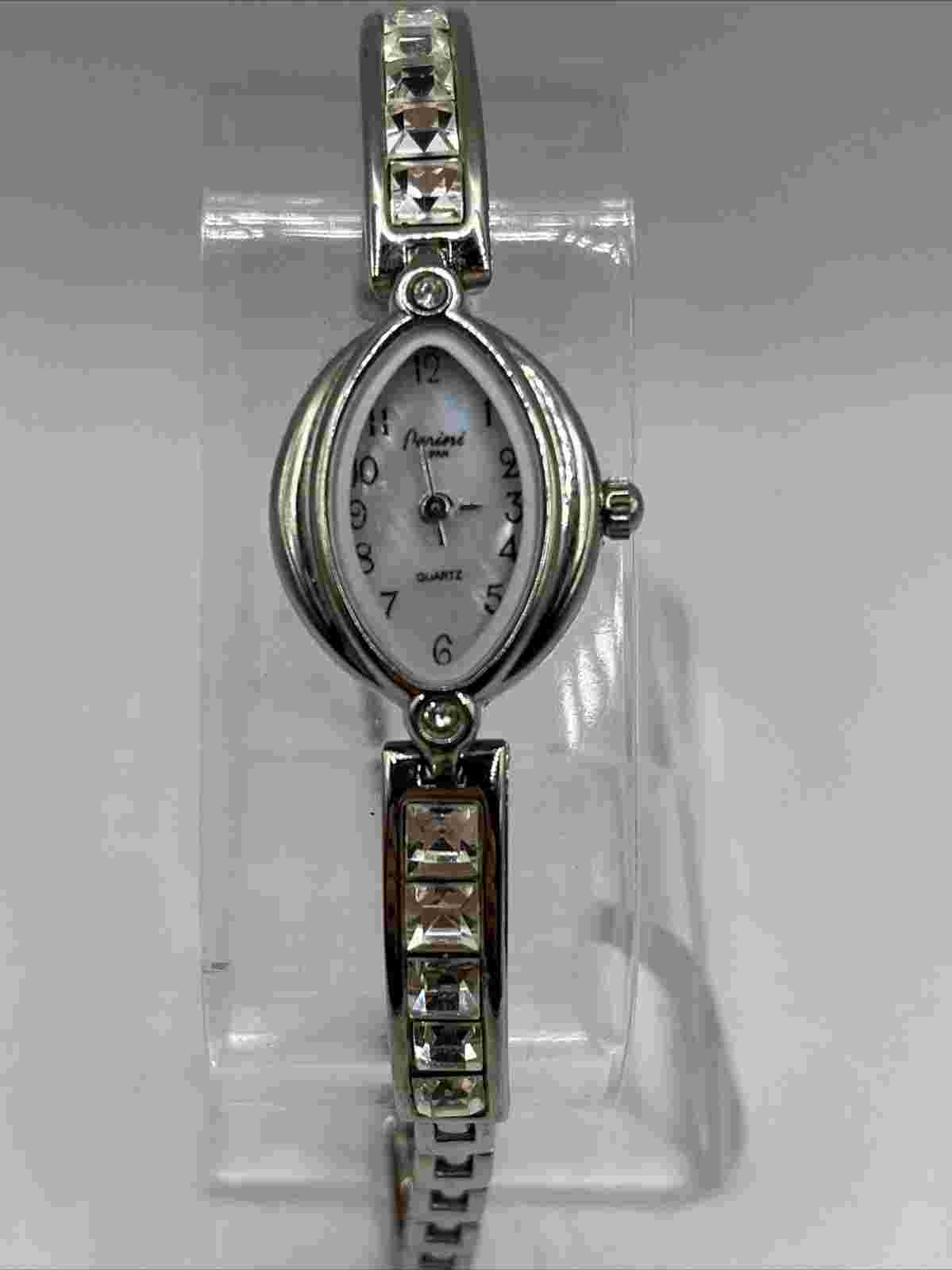 Perini Women's Quartz Dress Watch MOP Dial Silver Band- New Battery