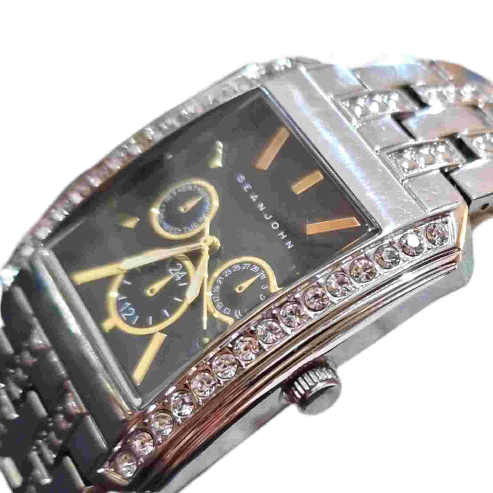 Sean John Men's Quartz  Casual Watch,  Silver-Toned. New Battery Fitted