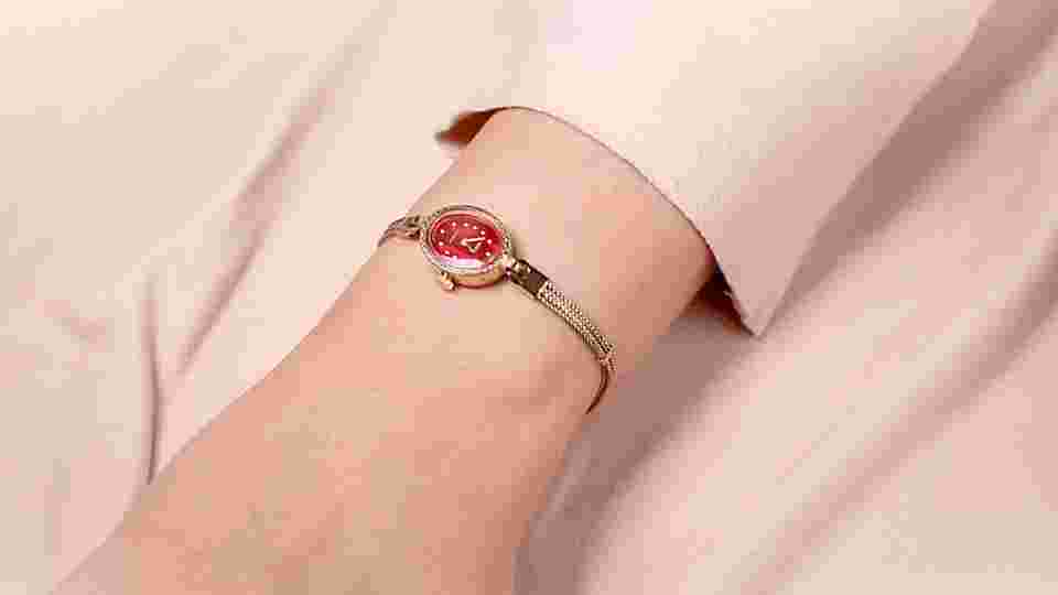 Vintage women's cocktail watch with red dial. Women's Soviet Vintage Wrist Watch