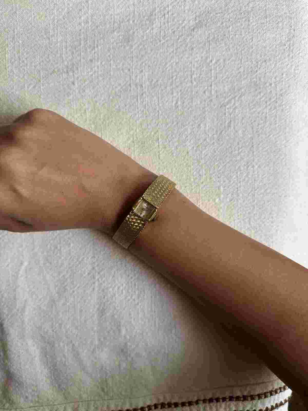 Vintage Neiman Marcus Mesh Bracelet Watch, Gold Tone