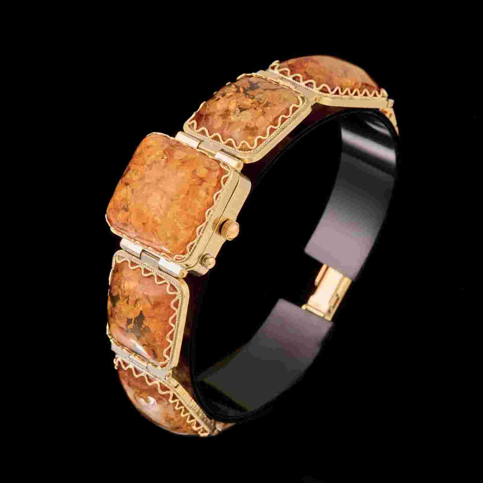 Vintage women's amber cocktail watches. Russian Watch Ladies CHAIKA. Unique gift