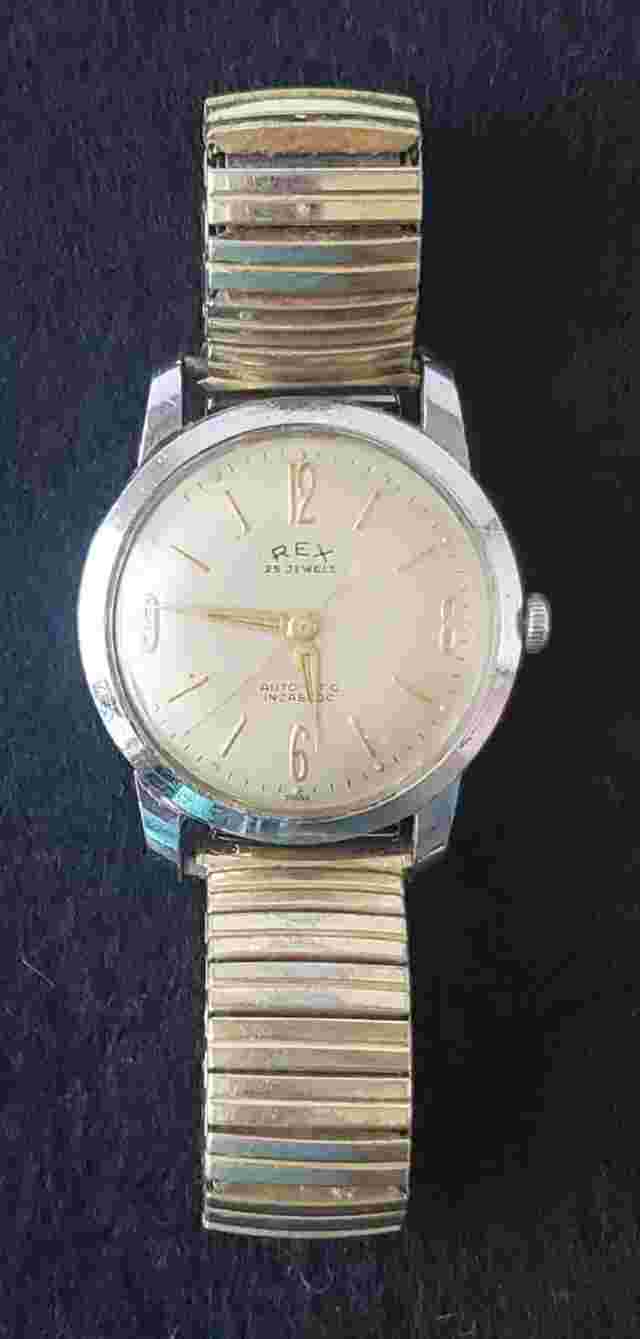 Vintage REX Swiss Watch 25 Jewels Automatic Incabloc  975 15 17765 - Running!