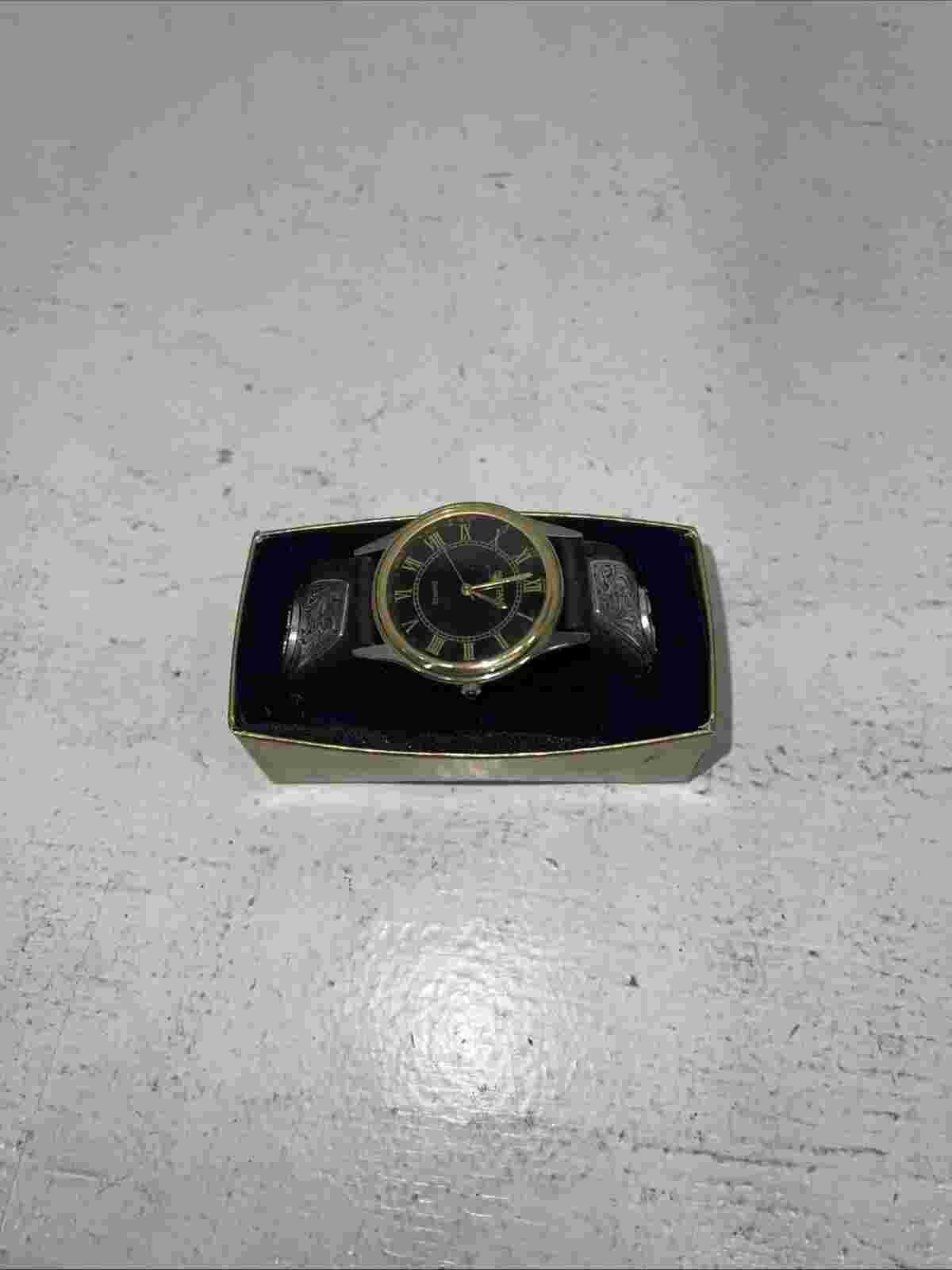 New Men’s Montana Silversmiths Black Retro Watch With Star. WATCH810 D-18