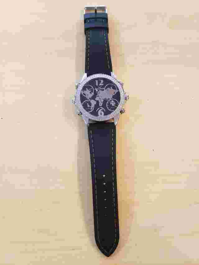 AQUASWISS DIABLO REVERSABLE W/DIAMOND BEZEL MULTI TIME ZONE/ROMAN NUMERAL DATE