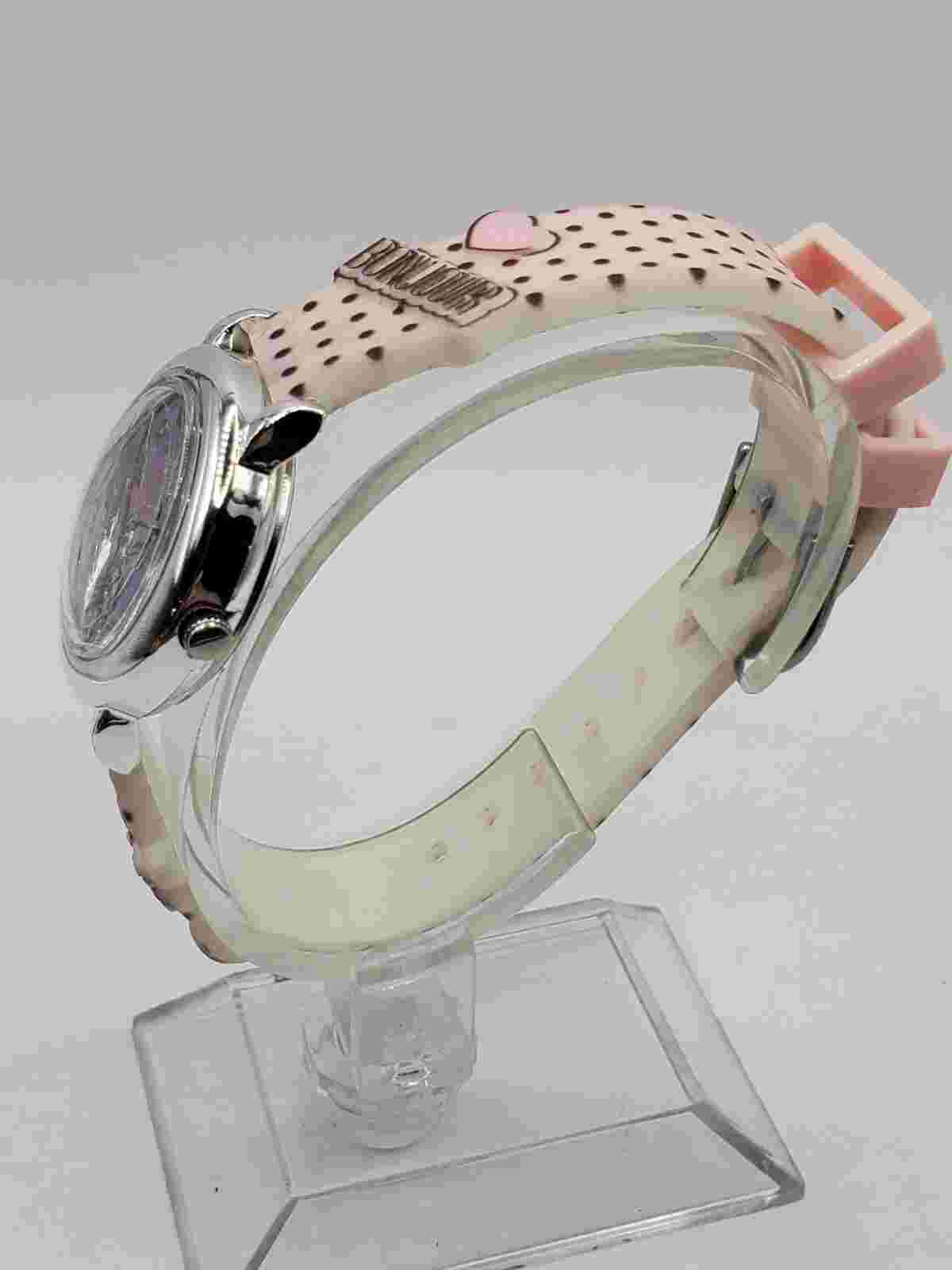 Limited Too Girls Eiffel Tower Quartz Watch 28mm Round Silver Pink Silicone Band