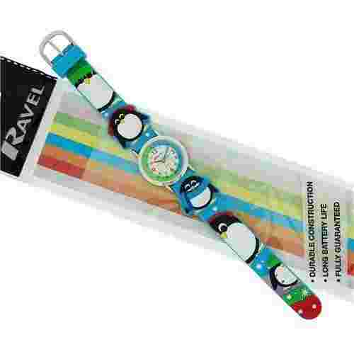 Ravel R151372 Boys-kids 3d Penguin Time Teacher White Dial Blue Strap Watch