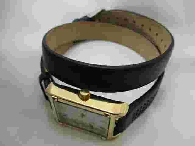Stella & Dot Analog Wristwatch Black Wrap Around Buckle Buckle Gold Tone