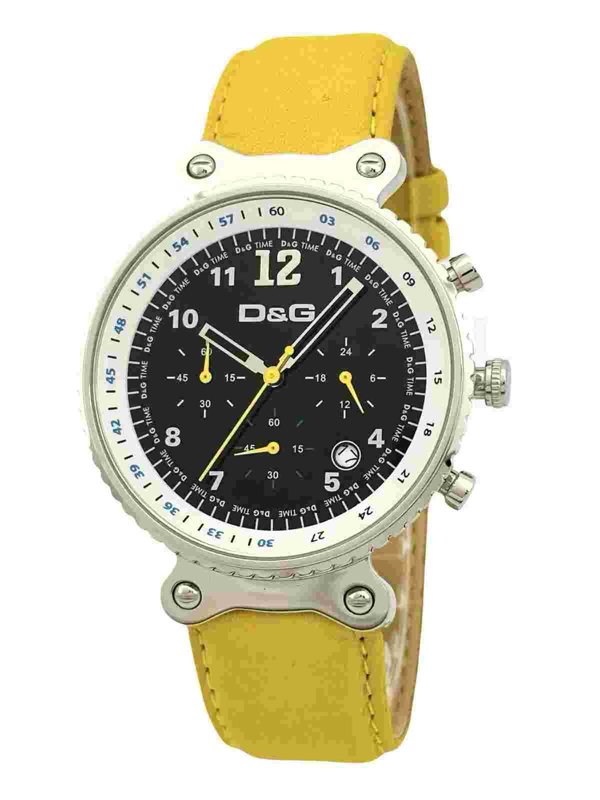 D&G DW0307 Rhythm Collection Yellow Leather Chronograph Black Dial Watch