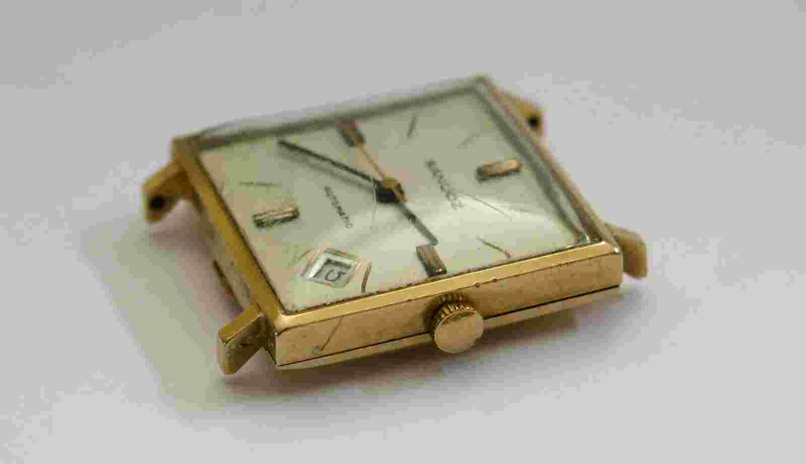 SANDOZ, Sandoz automatic gold watch, works, men's watch in gold, eagle head