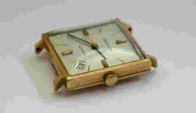 SANDOZ, Sandoz automatic gold watch, works, men's watch in gold, eagle head