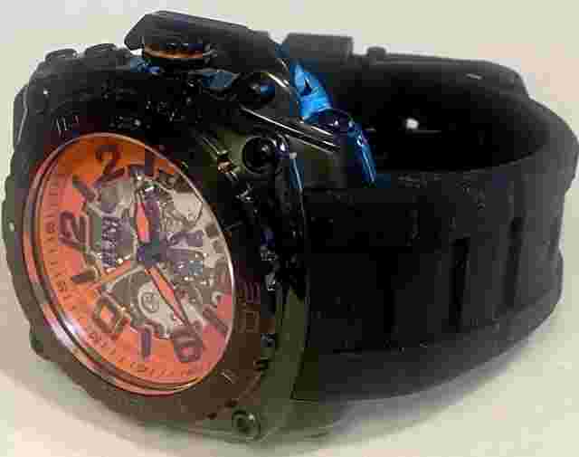 48mm Auto Black Cushion THE GENERAL PRIME Skeleton/Orange Elini Barokas Watch