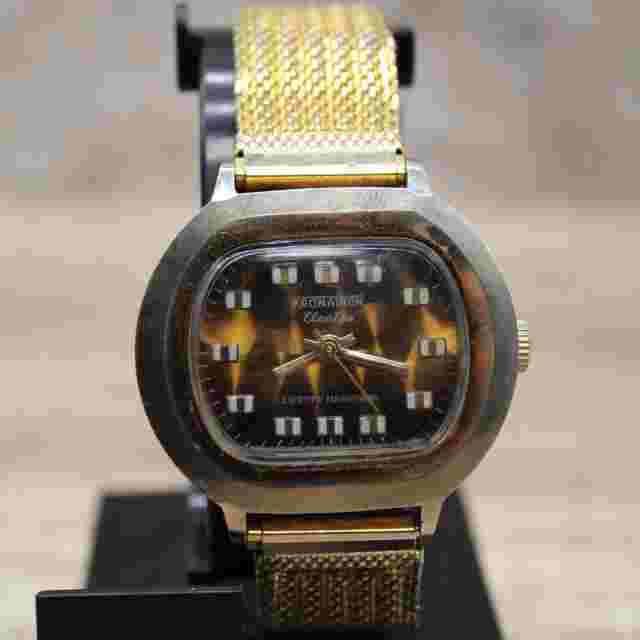 Vintage Kronotron Electra Watch Mens Gold Tone Stainless Steel Classic Dial 70s