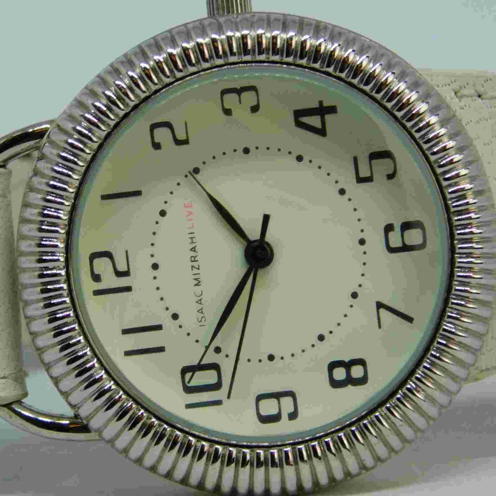 ISAAC MIZRAHI LIVE! Genuine Leather Quartz Analog Women's Watch New Battery