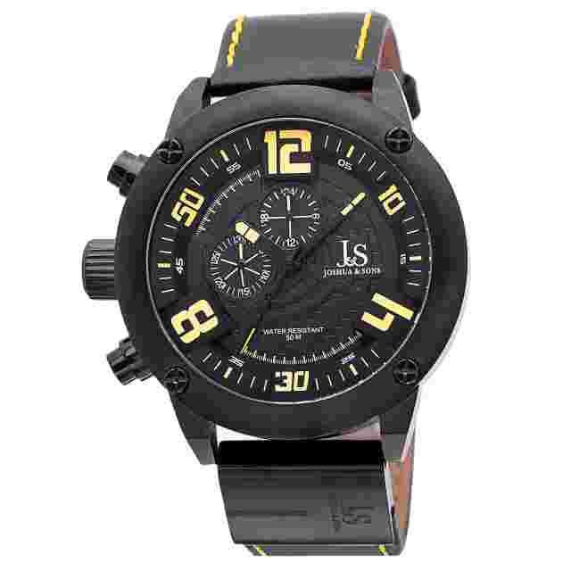 Men's Joshua & Sons JS70 Lefty Swiss Quartz Multifunction Leather Strap Watch