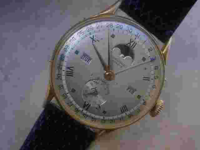 Very Collectible Record Datofix Triple Calendar, Moon Phase, 35mm Case w/o crown
