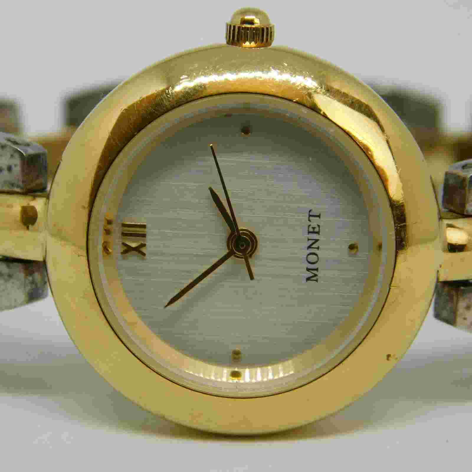 MONET Two Tone Quartz Analog Women's Watch Sz. 5 1/2" New Battery
