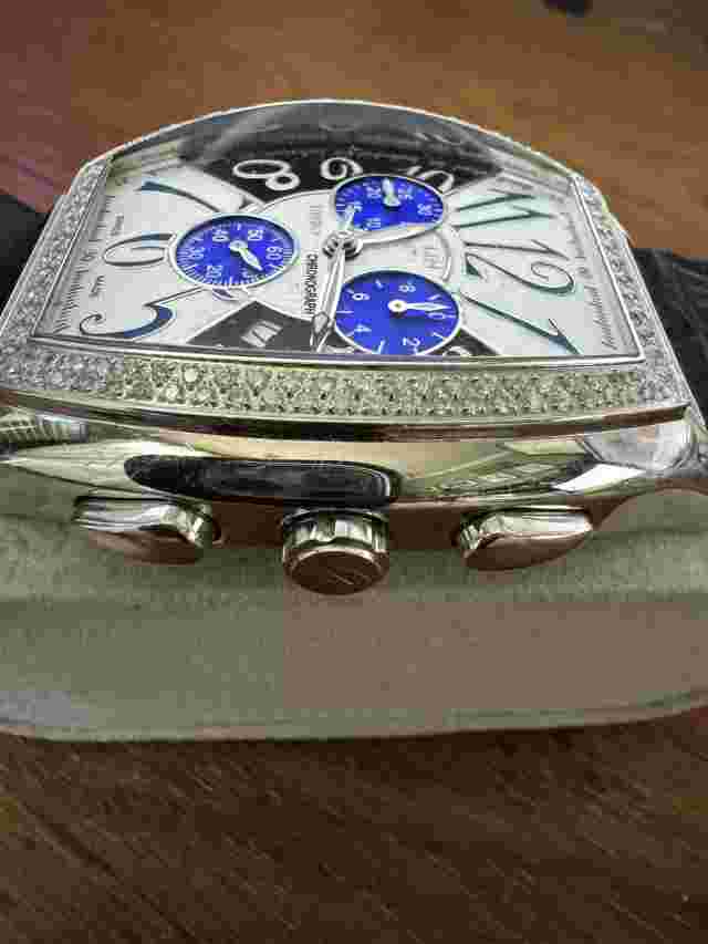 Authentic ELINI DRESS WATCH STEEL 4CTS OF DIAMOND CHRONO JUMBO 53MM-46MM