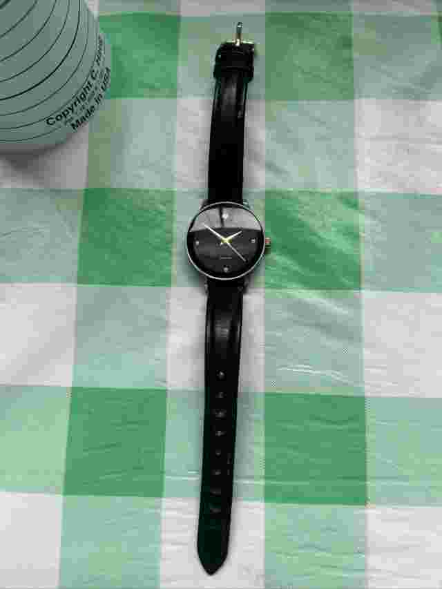 Eclipse Black Leather Band Women’s Quartz Watch