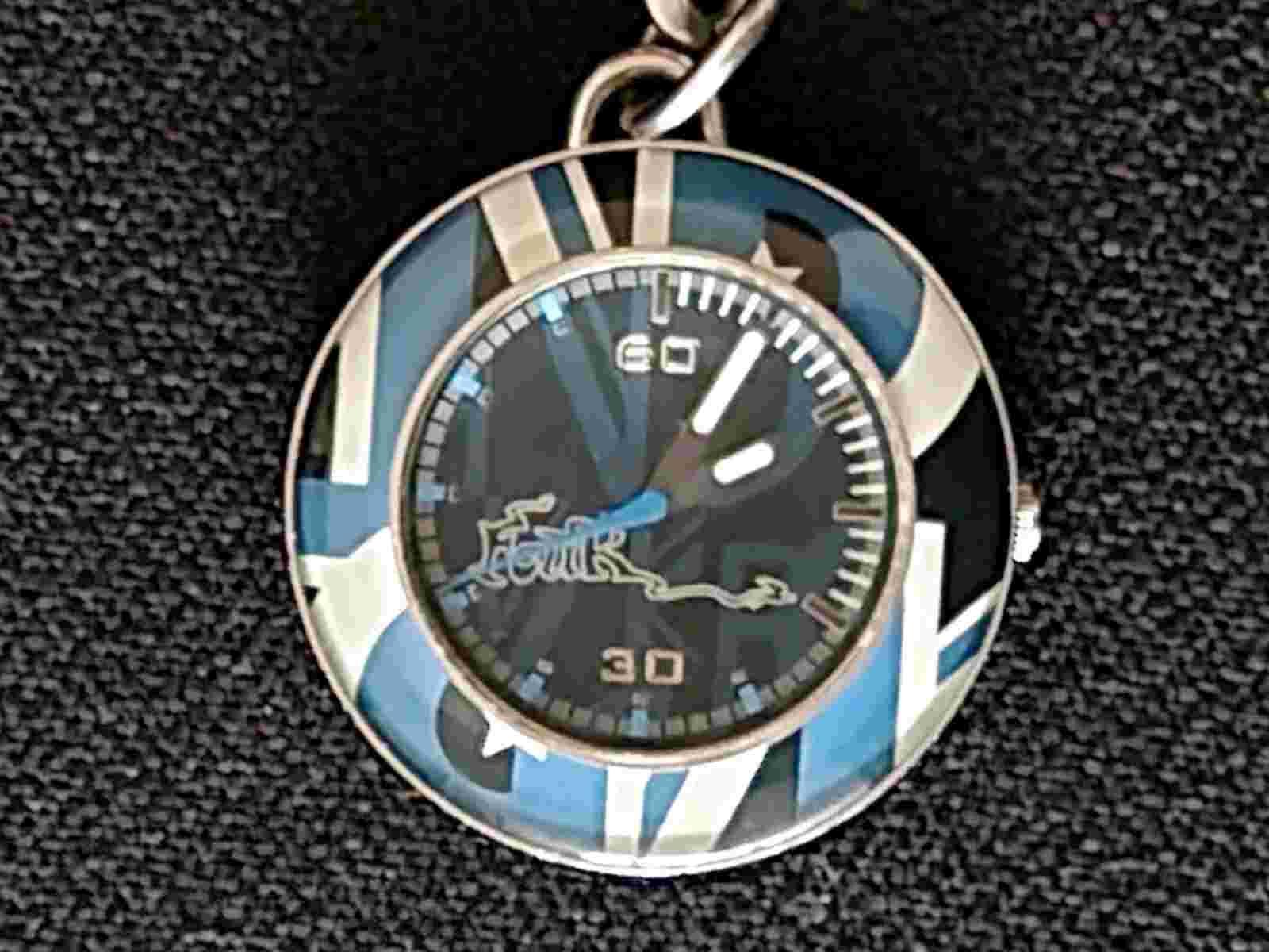 FRENCH CONNECTION FCUK TIME POCKET WATCH SAMPLE UNRELEASED DIAL AND STEEL CHAIN
