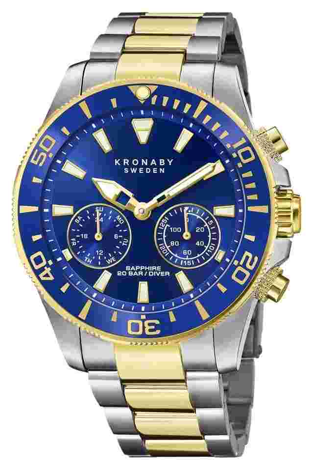 Kronaby DIVER Hybrid Smartwatch (45.7mm) Blue Dial / Two-Tone Stainless S3779/1