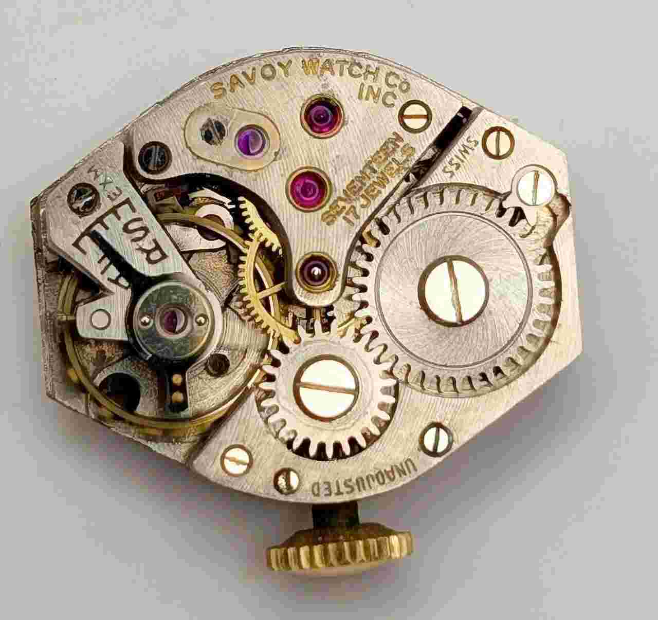 Vintage Savoy Watch Wristwatch Movement PARTS/REPAIR 17j Swiss EXM