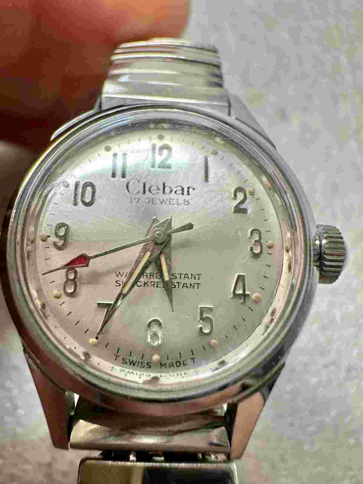 Working VTG Automatic Clebar 17 Jewel Stainless Steel Ladies Watch Swiss Made