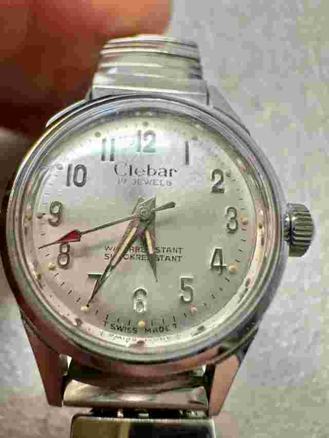 Working VTG Automatic Clebar 17 Jewel Stainless Steel Ladies Watch Swiss Made