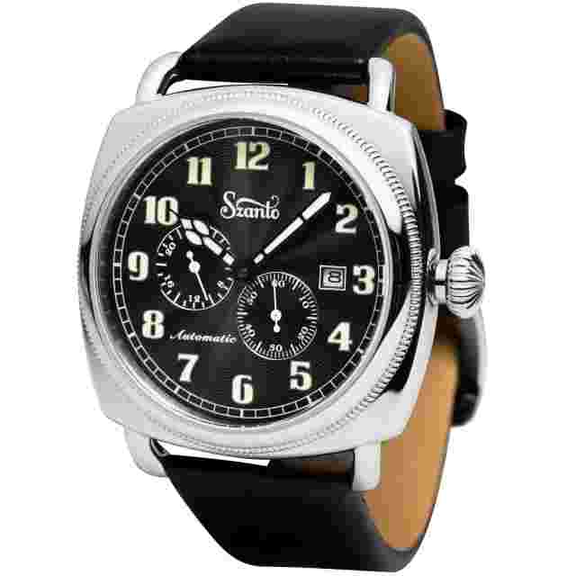 Szanto Automatic Officer 42.5MM Watch - SS Case Black Dial Black Strap SZ6201E