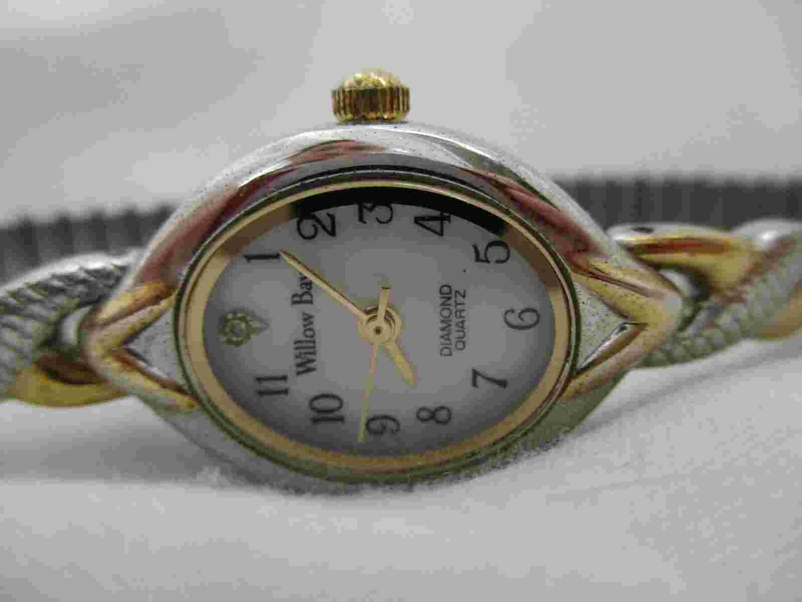 Willow Bay Slim Dress Watch, Oval, Two-tone Metal Expansion Band