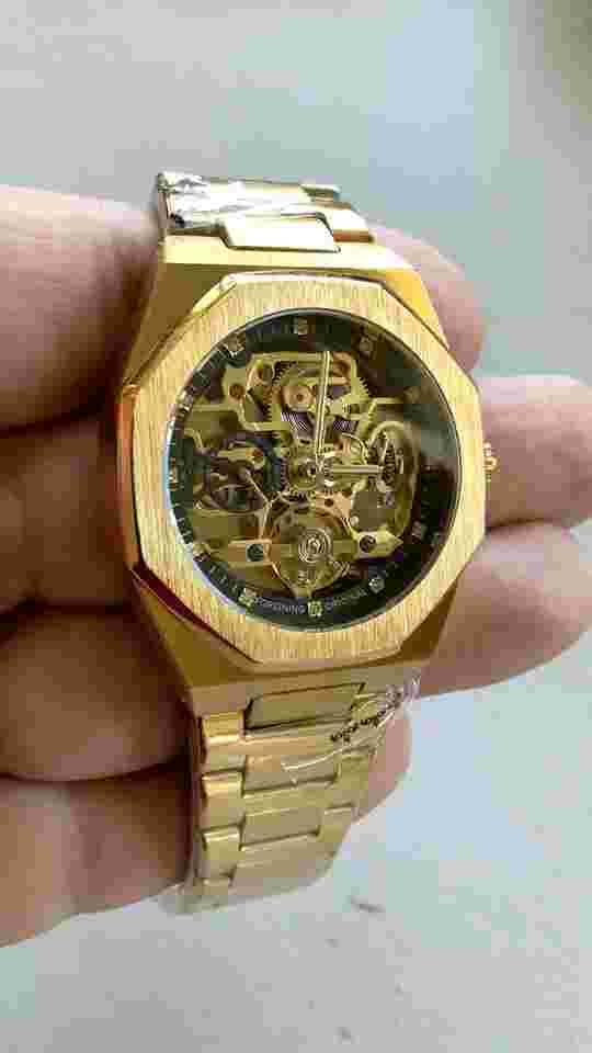 Men's Skeleton Mechanical Luminous Luxury Waterproof Octagon Shape Watch