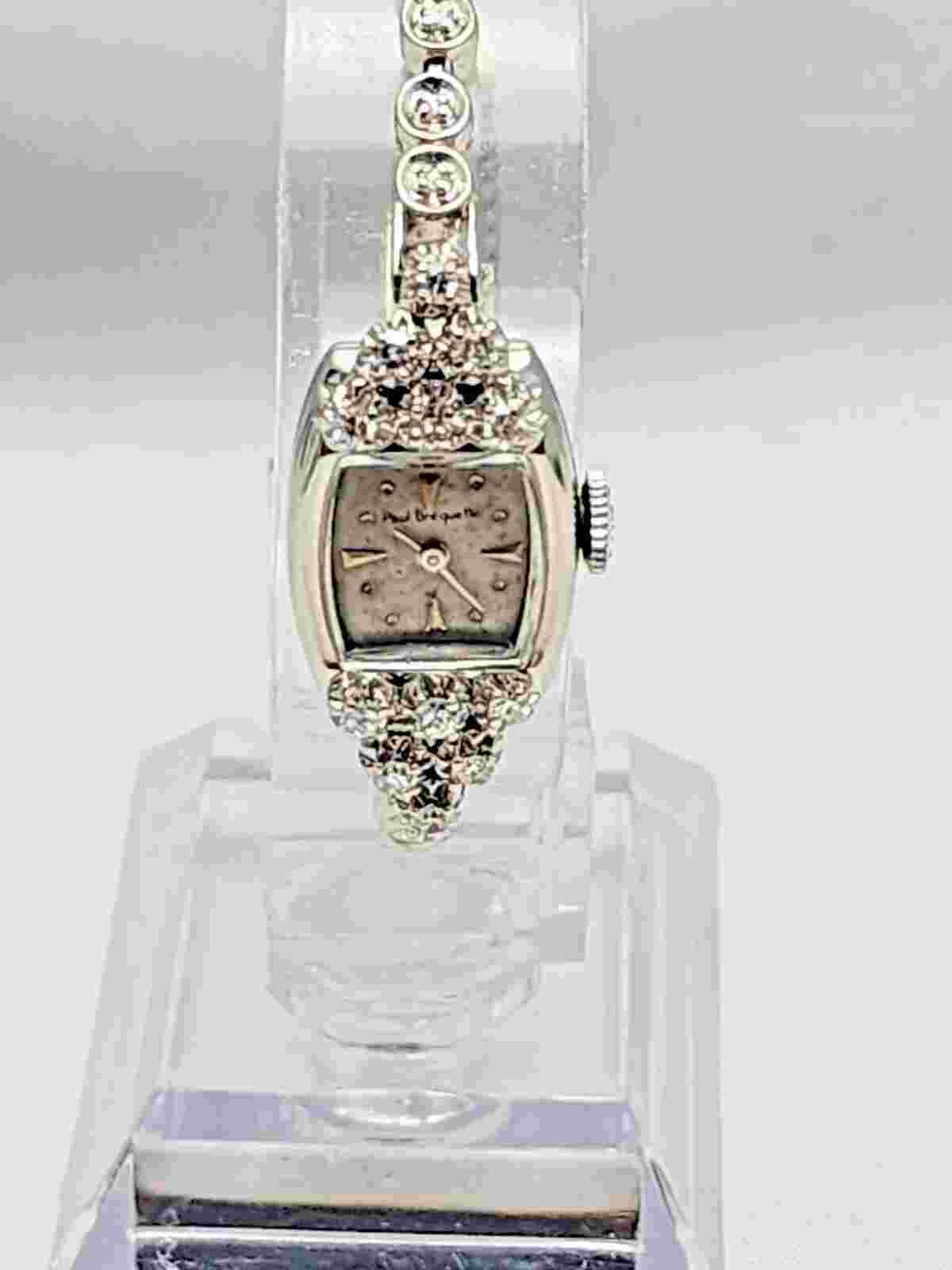 Vintage Paul Breguette 14K Gold 30mm Diamond 14 Jewels Ladies Mechanical Watch