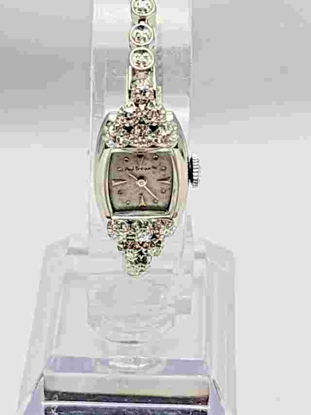 Vintage Paul Breguette 14K Gold 30mm Diamond 14 Jewels Ladies Mechanical Watch