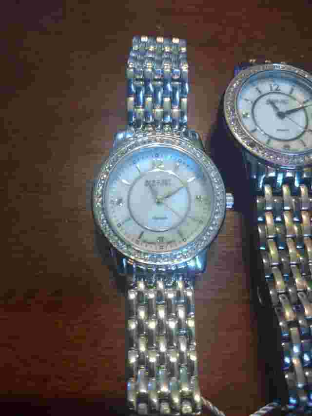 Pair Of August Steiner Women's Stainless Steel Diamond Dial Quarts Movt Watches