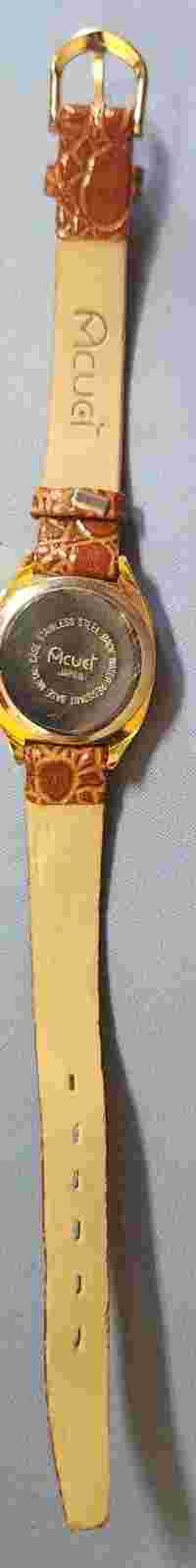 Classic Square Acuet Ladies watch water Resistant w/ brown leather band