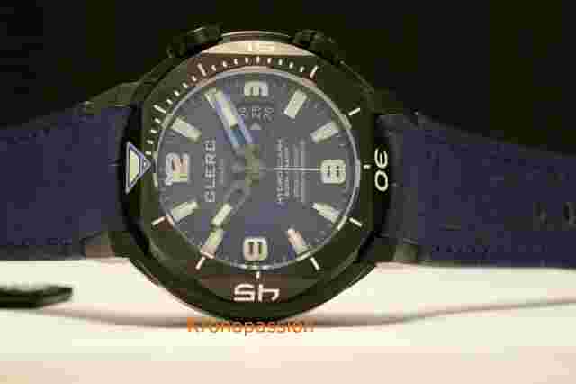 Clerc Hydroscaph H1 Certified Chronometer Black DLC Blue Dial New !