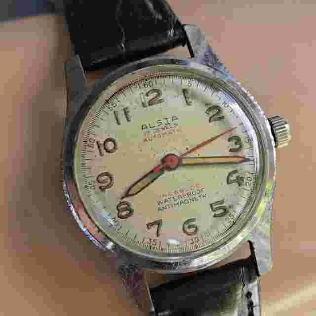 Vintage ALSTA men's automatic watch Military Felsa 690 Bidynator swiss 1940s