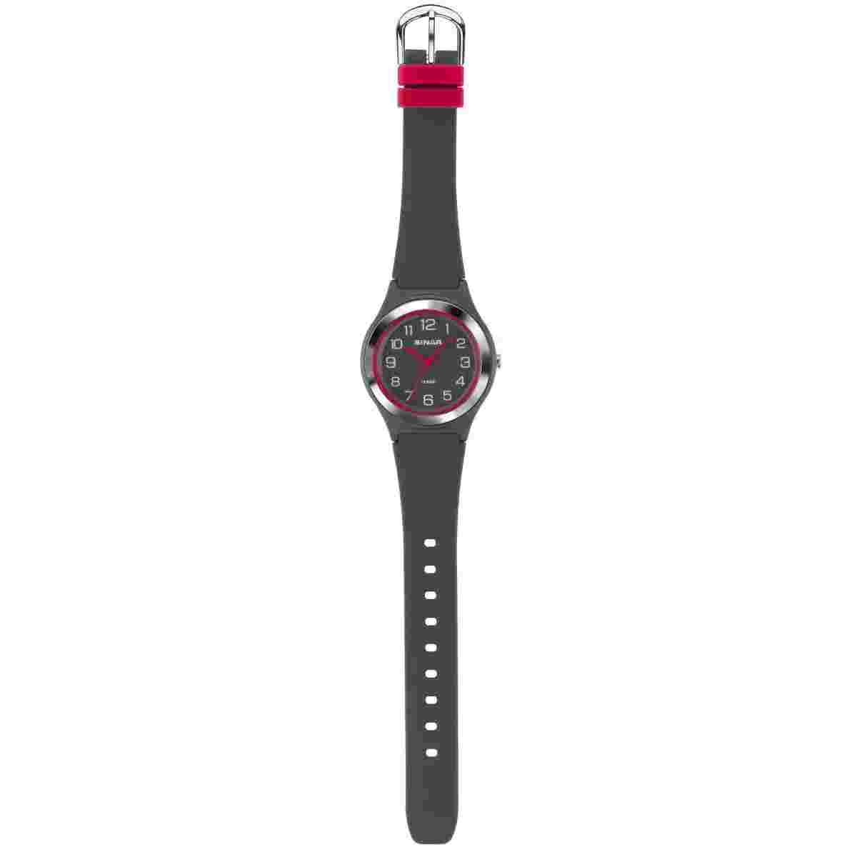 SINAR Youth Watch Wrist Analog Quartz Girls Silicone Band XB-48-11 Grey Pink
