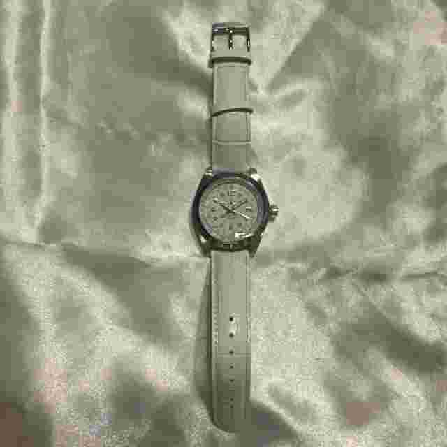 ABINGDON Amelia GMT Multifunctional Genuine White Calf Leather Strap Watch 40mm
