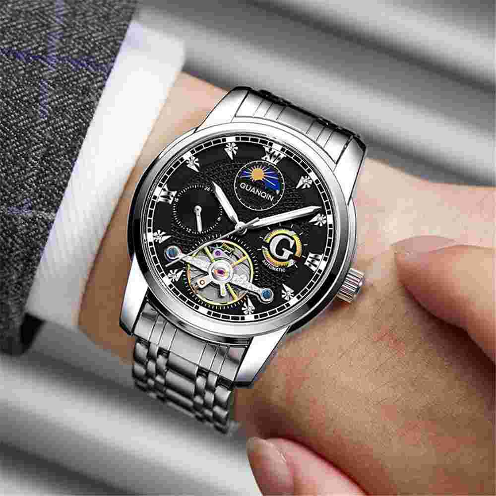 GUANQIN Automatic Moonphase Diver Sapphire Watch Men's 30M Waterproof Luminous