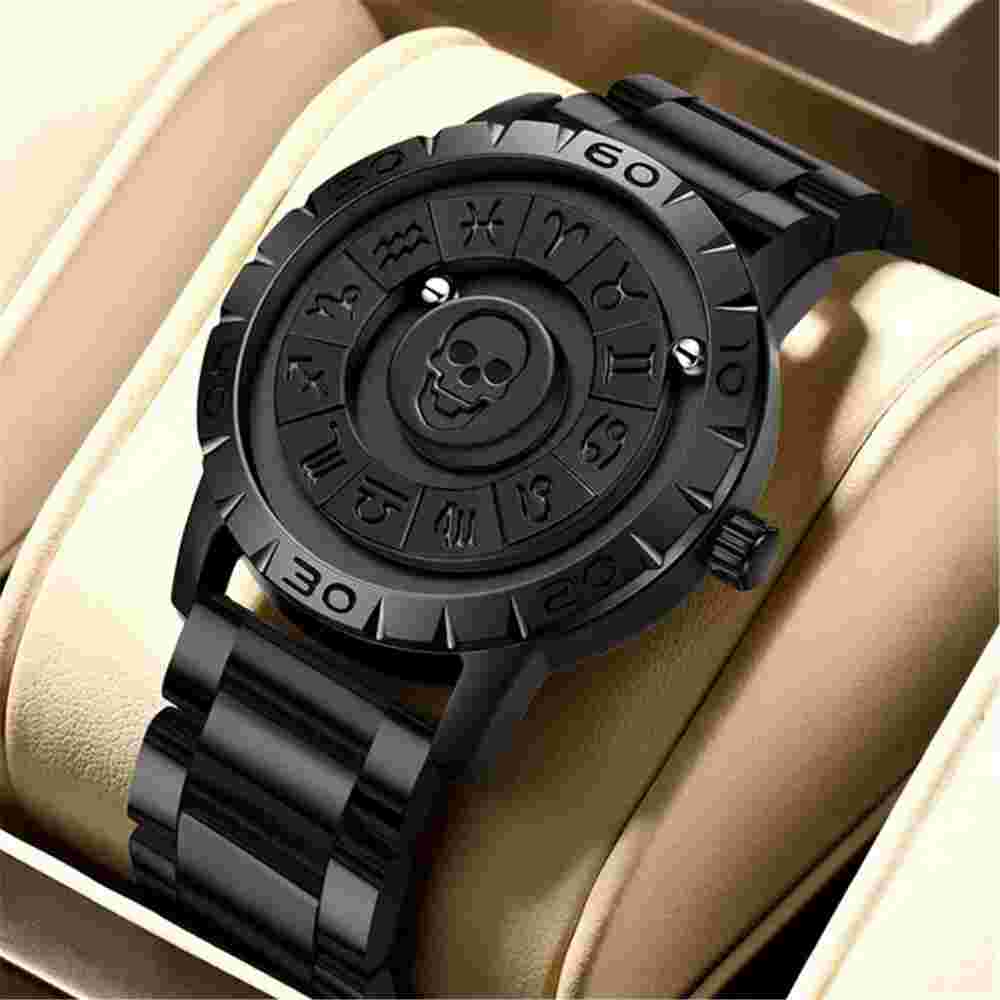 FOXBOX Men Watch Mirrorless Magnetic Bead Constellation Boys Sport Wristwatch