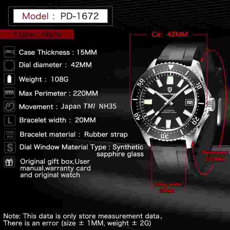PAGANI DESIGN Automatic Mechanical Watch Men's Sapphire Dial Watch Luxury Watch