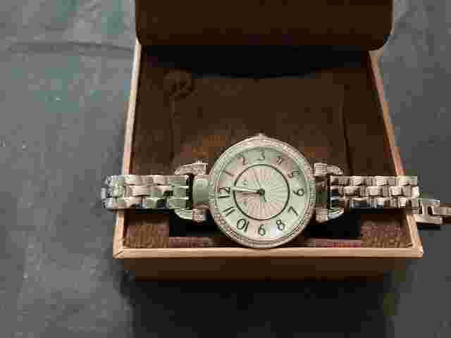 Pave' Round Diamond Watch, Stainless Steel by Affinity. 7-1/2"  Adjustable New