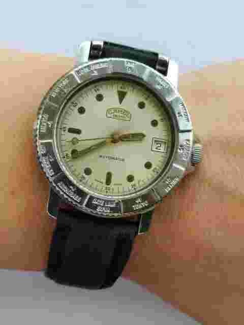 CAMEL WATCH TROPHY DIVER AUTOMATIC ETA 2824-2 DATE MENS 36mm SWISS,SERVICED