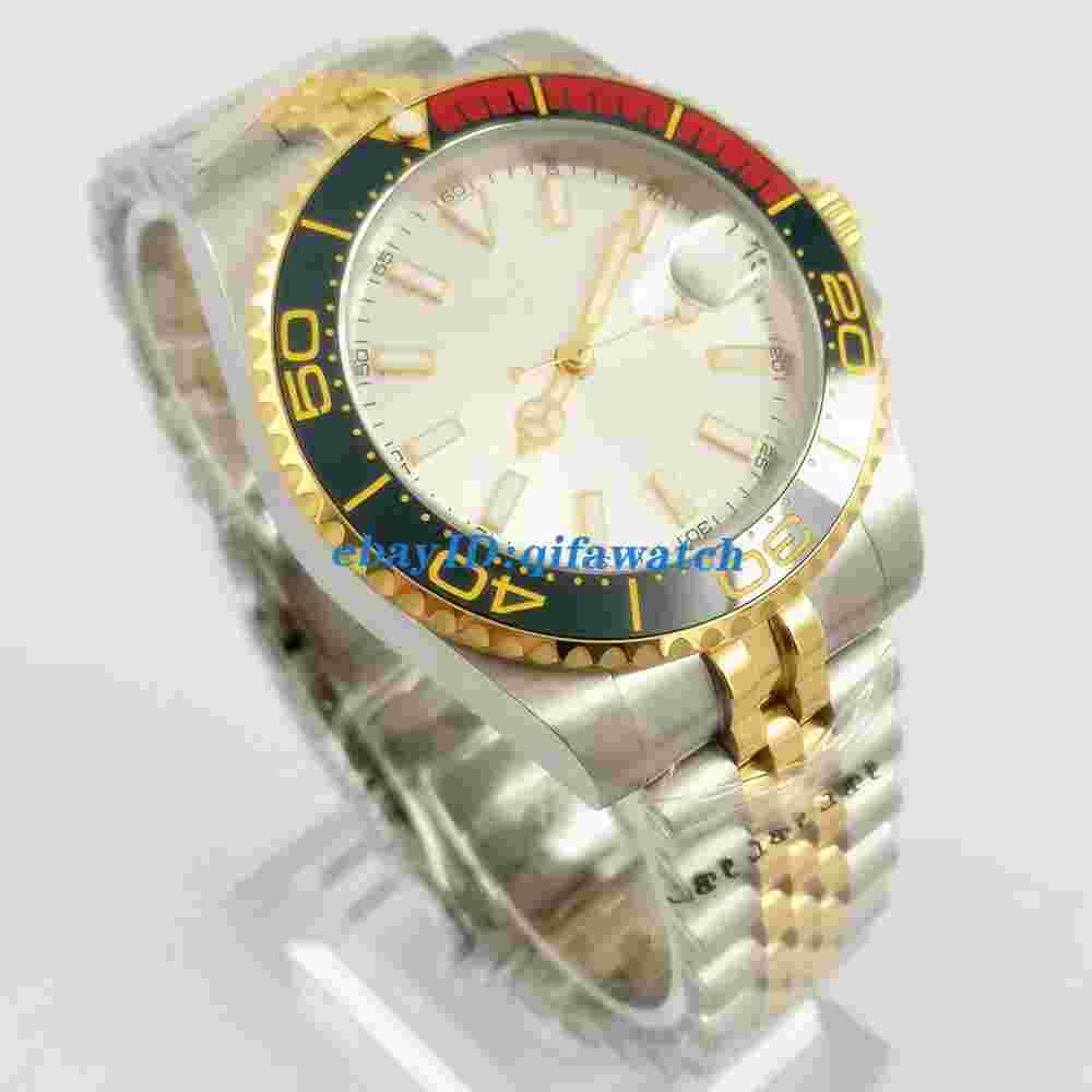 40mm sterile silver dial gold jubilee Sapphire Ceramic Bezel Automatic Men Watch