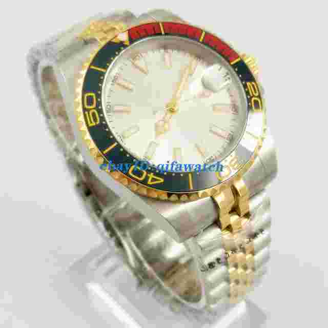 40mm sterile silver dial gold jubilee Sapphire Ceramic Bezel Automatic Men Watch