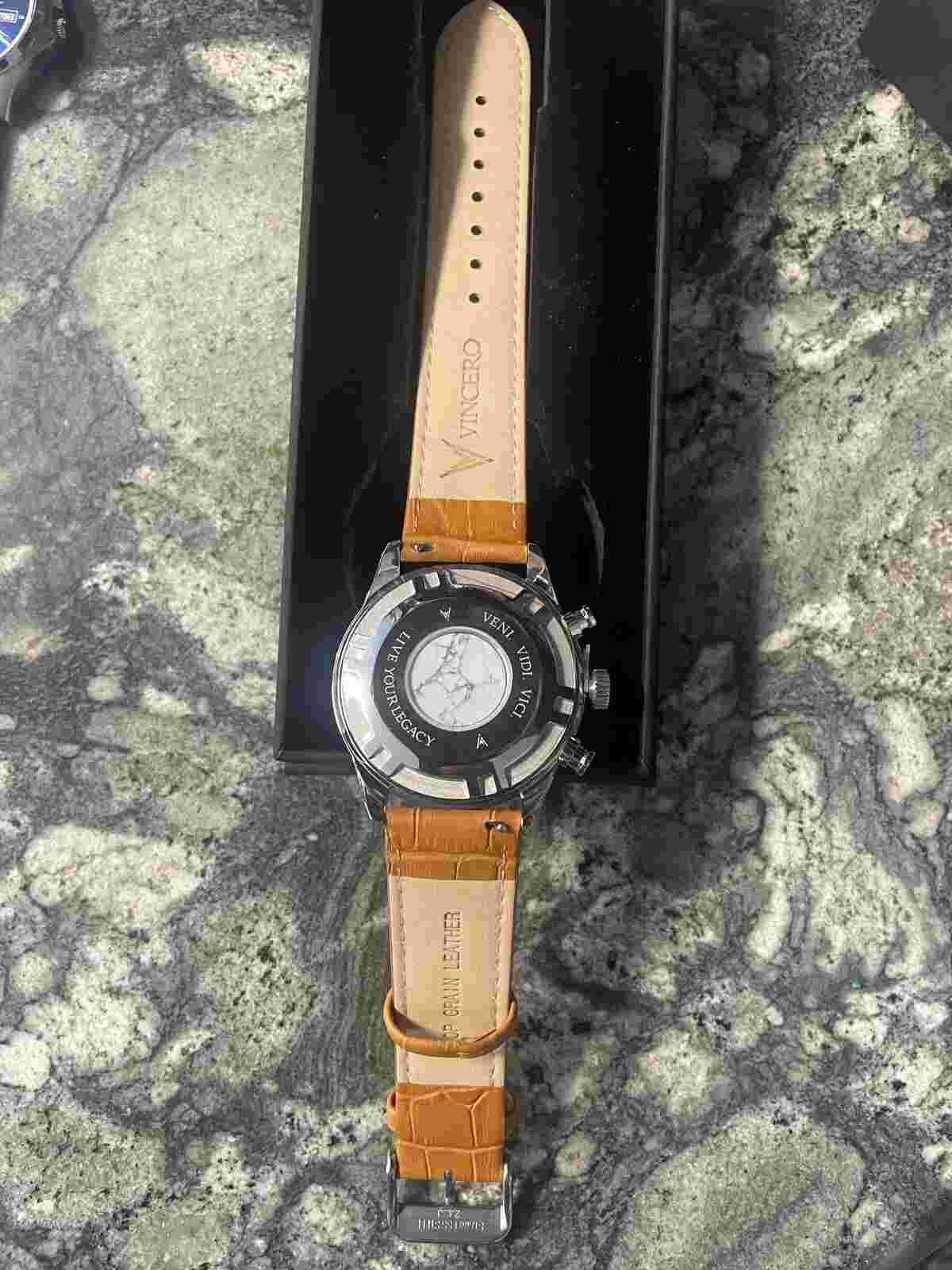 Brand New Unworn Vincero Chrono S Silver/tan With Box